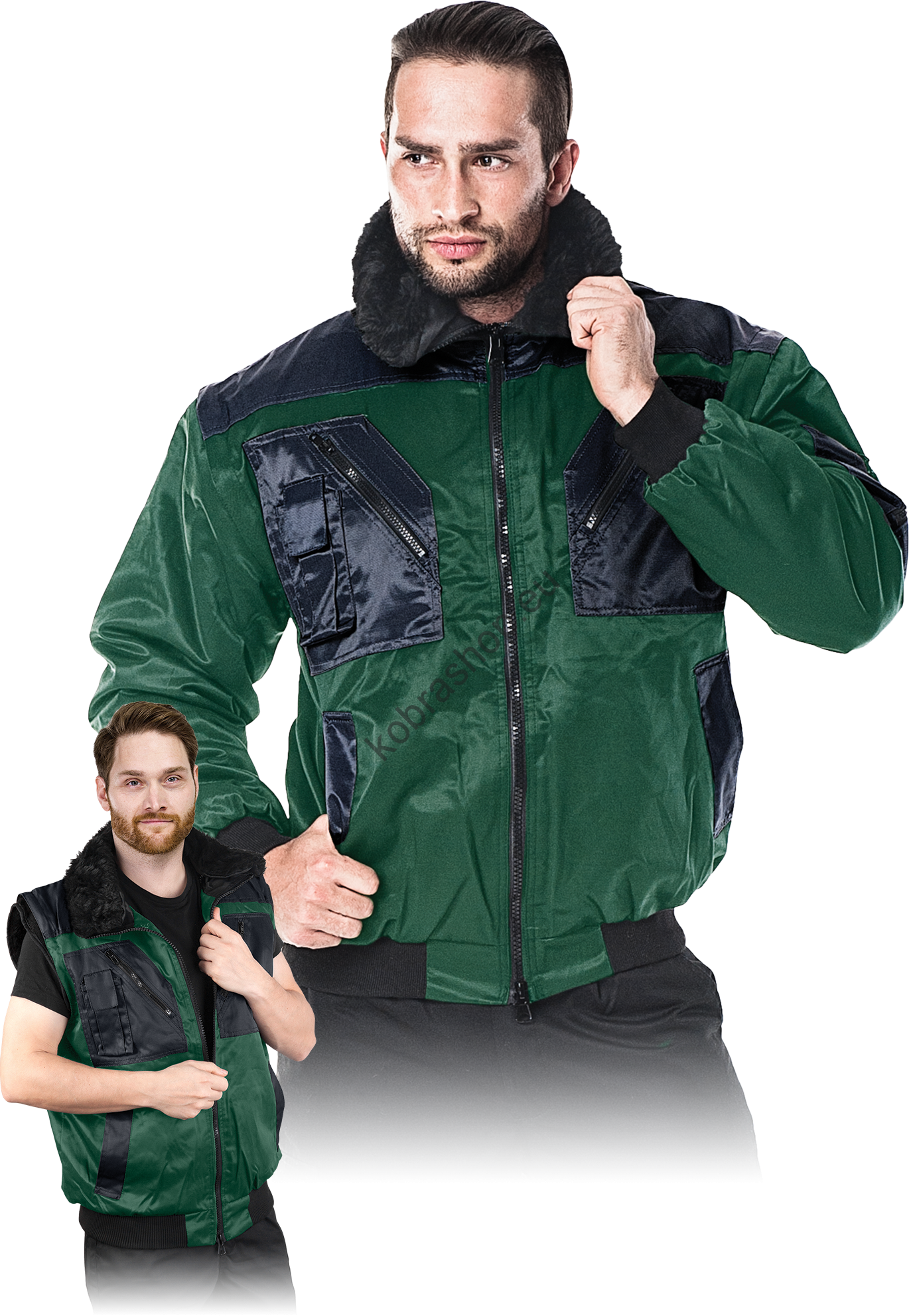 Zimná bunda ICEBERG Zeleno-čierna