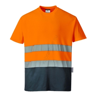 S173 - Tričko Comfort Oranžová/tm.modrá