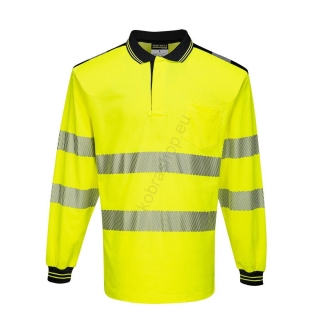 T184 Hi-Vis Polo Dlhý rukáv Žltá-čierna